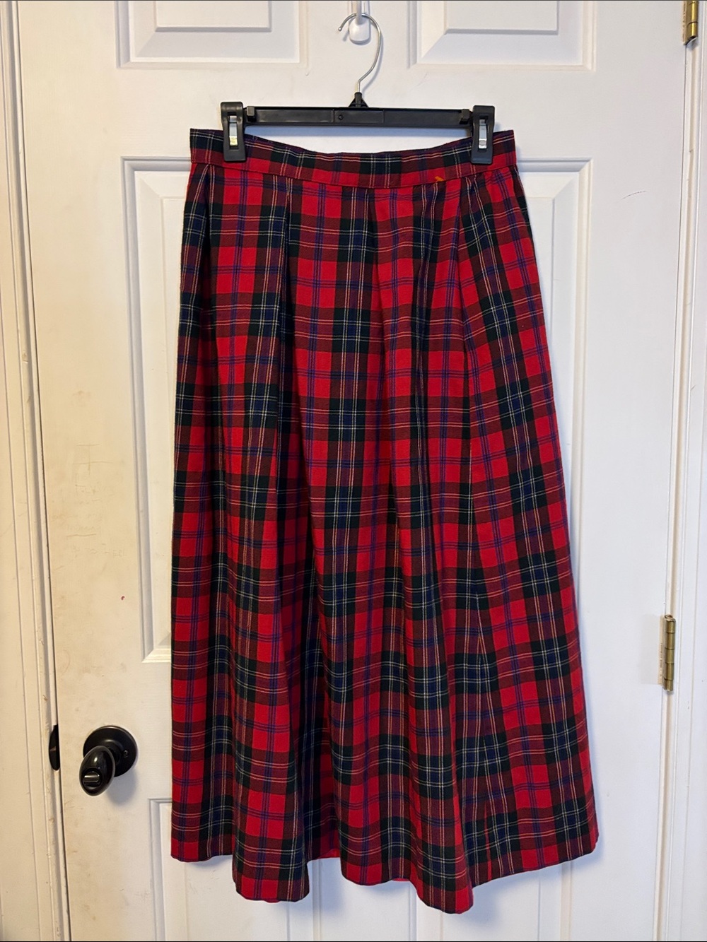 Vintage Austin Hill Classic Red Plaid Wool Skirt Tartan Holiday Christmas Outfit